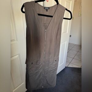 Express Tan Sleeveless Dress with Zipper